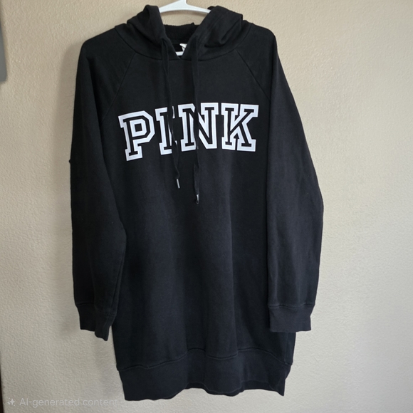 PINK Victoria's Secret Tops - PINK Victoria's‎ Secret Black Long Hoodie XS
